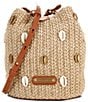 REBECCA MINKOFF Megan Straw Shell Small Bucket Bag - Image 1