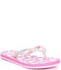 Color:Pink Unicorn Float - Image 1 - Girls' Stargazer Unicorn Print Flip-Flops (Youth)