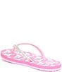 Color:Pink Unicorn Float - Image 3 - Girls' Stargazer Unicorn Print Flip-Flops (Youth)