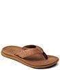 Color:Brown - Image 1 - Men's Santa Ana Leather Flip Flops