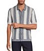 Reiss Dale Slim Fit Striped Knitted Short Sleeve Woven Shirt - Image 1