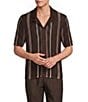Reiss Farin Crochet Striped Short Sleeve Woven Shirt - Image 1