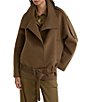 Reiss Lea Brushed Double-Faced Wool-Blend Funnel Neck Long Sleeve Belted Short Coat - Image 1