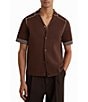 Reiss Solid Pipe Stitch Detail Short Sleeve Woven Shirt - Image 1