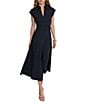 Reiss Woven Collared Cap Sleeve Belted Midi Dress - Image 1