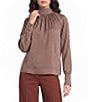 Reiss Woven Long Sleeve Geometric Print Top - Image 1
