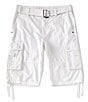 Color:White - Image 1 - Jonah Belted Cargo 13#double; Inseam Shorts