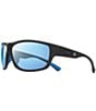 Color:Matte Black with Blue Water Lens - Image 1 - Caper Wrap Polarized 63mm Sunglasses
