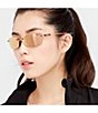 Color:Blush with Champagne Lens - Image 3 - Descend E Polarized 64mm Rectangle Sunglasses