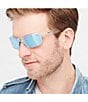 Color:Crystal with Blue Water Lens - Image 3 - Harness Square Polarized 61mm Sunglasses