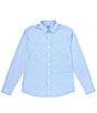 Color:Blue - Image 1 - Rhone Commuter Mini-Check Performance Stretch Long-Sleeve Woven Shirt