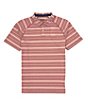 Color:Mahogany Rose Stripe - Image 1 - Rhone Delta Pique Stripe Short Sleeve Polo Shirt