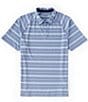 Color:Ocean Blue Stripe - Image 1 - Rhone Delta Pique Stripe Short Sleeve Polo Shirt