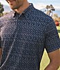 Color:Navy/Micro Camo - Image 2 - Performance Stretch Golf Sport Short Sleeve Polo Shirt