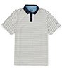 Color:Frosted Mint/Micro Green - Image 1 - Performance Stretch Golf Sport Stripe Short Sleeve Polo Shirt