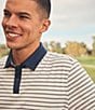Color:Frosted Mint/Micro Green - Image 2 - Performance Stretch Golf Sport Stripe Short Sleeve Polo Shirt