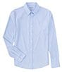 Color:Light Blue/Burnt Coral Stripes - Image 1 - Slim-Fit Performance Stretch Commuter Stripe Long Sleeve Woven Shirt
