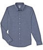 Color:Denim Blue Oxford - Image 1 - Slim-Fit Performance Stretch Solid Commuter Long Sleeve Woven Shirt