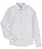 Color:Gray Oxford - Image 1 - Slim-Fit Performance Stretch Solid Commuter Long Sleeve Woven Shirt
