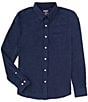 Color:Navy - Image 1 - WFH Performance Stretch Long Sleeve Woven Shirt