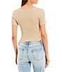Color:Cafe Latte - Image 2 - Coordinating Ribbed Short Sleeve Sweetheart Neck Pull-On Top
