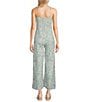 Color:Blue/White - Image 2 - Allover Printed Chambray Jumpsuit