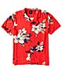 Color:Red - Image 1 - Aloha Hotel Short Sleeve Tropical Floral Printed Woven Shirt