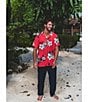 Color:Red - Image 3 - Aloha Hotel Short Sleeve Tropical Floral Printed Woven Shirt