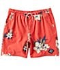 Color:Hibiscus Red - Image 1 - Aloha Hotel Tropical Floral 18#double; Inseam Board Shorts