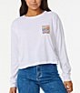 Color:Optical White - Image 2 - Athena Long Sleeve Cropped Graphic T-Shirt