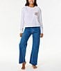 Color:Optical White - Image 3 - Athena Long Sleeve Cropped Graphic T-Shirt