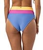 Rip Curl Block Party Spliced High Waist Back Ruched Hipster Swim Bottom, Color:Mango - Image 2