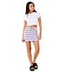 Rip Curl Bobbi Striped Mini Skirt, Color:White/Purple - Image 4