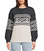 Rip Curl Cosmic Kiss Long Sleeve Mixed-Media Chenille Sweater, Color:Black - Image 1