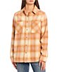 Color:Pink - Image 1 - Count Point Collar Long-Sleeve Flannel Shirt