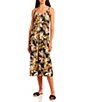 Color:Black - Image 1 - Havana Printed Spaghetti Strap Midi Dress