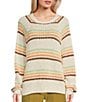 Color:Cream - Image 1 - Holiday Tropics Stripe Print Sweater