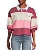 Rip Curl Keepsakes Long Sleeve Striped Rugby Shirt, Color:Pink - Image 3