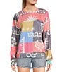 Rip Curl Keepsakes Mixed Media Patchwork Printed Long Sleeve Fleece Sweatshirt, Color:Multi - Image 1