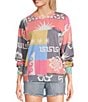 Rip Curl Keepsakes Mixed Media Patchwork Printed Long Sleeve Fleece Sweatshirt, Color:Multi - Image 3