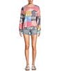 Rip Curl Keepsakes Mixed Media Patchwork Printed Long Sleeve Fleece Sweatshirt, Color:Multi - Image 4