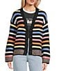Rip Curl Pacific Rider Striped Long Sleeve Wool Blend Cardigan, Color:Black - Image 3