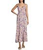 Color:Purple - Image 1 - Palm Party Floral Print Maxi Dress