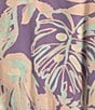 Color:Purple - Image 5 - Coordinating Palm Party Tropical Floral Print Coordinating Short Sleeve Smocked Crop Top