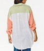 Color:Multi Color - Image 2 - Premium Surf Holiday Colorblock Button Front Shirt