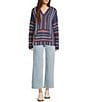 Rip Curl Revival Striped Knit Poncho, Color:Navy - Image 3