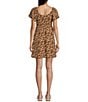 Color:Brown Floral - Image 2 - Sea Of Dreams Ditsy Floral Print Short Sleeve Mini Dress