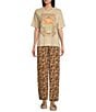 Color:Brown - Image 3 - Sea Of Dreams High Rise Ditsy Floral Print Wide Leg Pants
