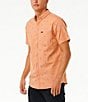 Color:Clay - Image 3 - Short Sleeve Hula Breach Chambray Button Front Shirt
