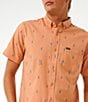 Color:Clay - Image 4 - Short Sleeve Hula Breach Chambray Button Front Shirt